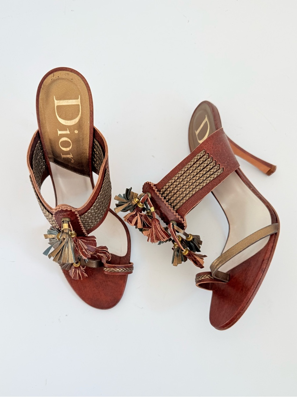 Rare Dior Galliano Hollywood Sandal 10 Tassel Heels Vintage EU 38